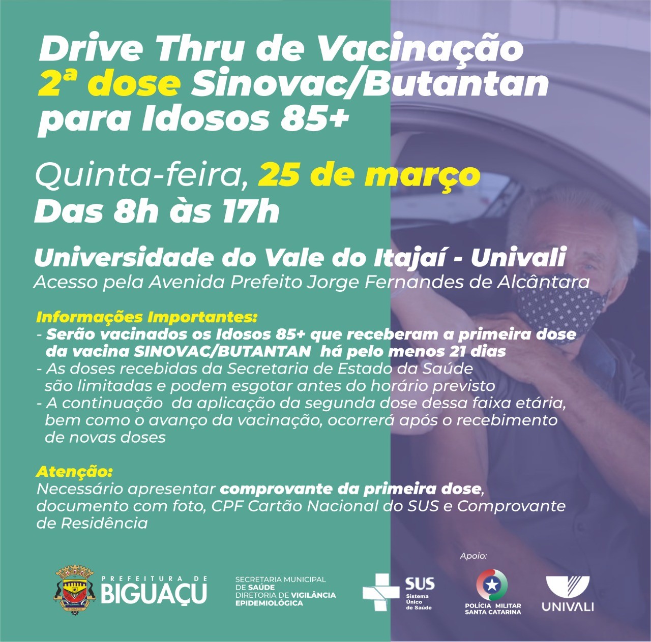 Segunda dose para idosos 85 - Divulgação DICOM PMB