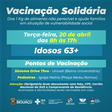 Vacinação de idosos com 63 anos ou mais