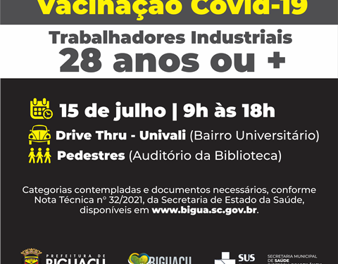 Vacinação Trabalhadores industriais 28 anos