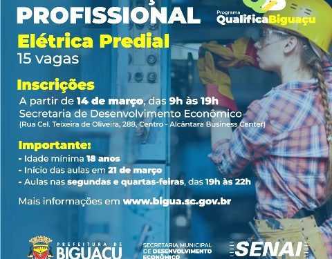 Qualifica Biguaçu oferece curso gratuito de Elétrica Predial