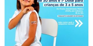 GCR tem vacinação de reforço para adultos maiores de 30 anos e 1ª dose para crianças de 3 a 5 anos