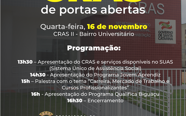 CRAS de Portas Abertas - Biguaçu promove ação de orientação sobre serviços da Assistência Social e mercado de trabalho