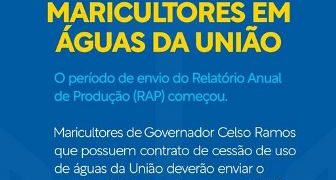 Atenção Maricultor em cessão de uso de Águas da União