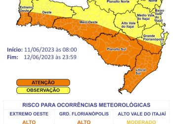 Defesa Civil de SC emite nota de Atenção Meteorológica para declínio acentuado das temperaturas