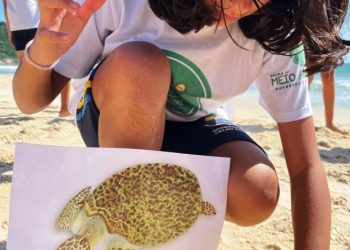 Praia Grande (Caravelas) recebe atividades de educação ambiental do Bandeira Azul 2024