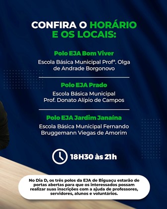 confira os horários eja